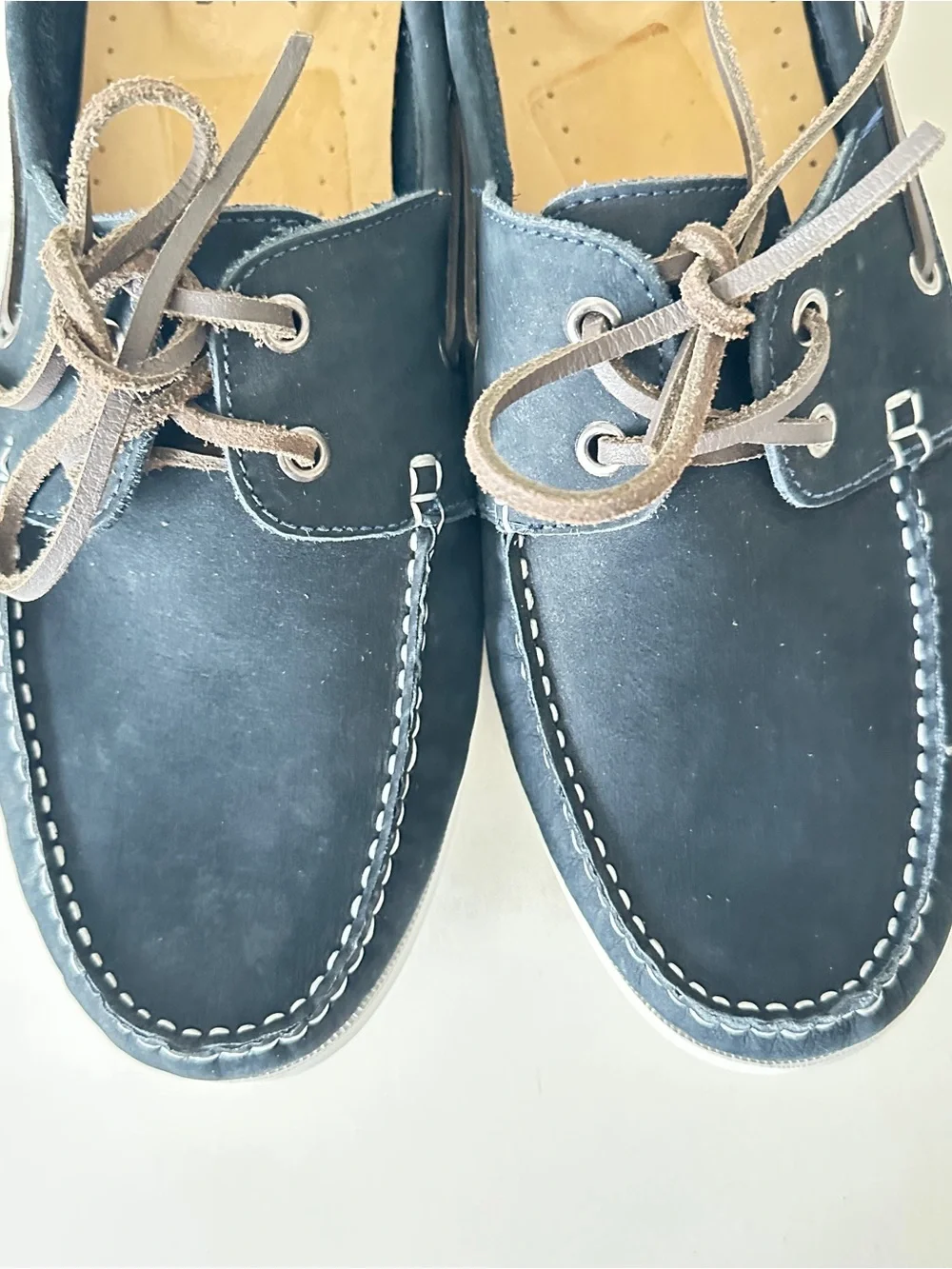 Marc Joseph New York Blue Navy Leather Boat Men's Shoes, Sz 13 Preowned, perfect